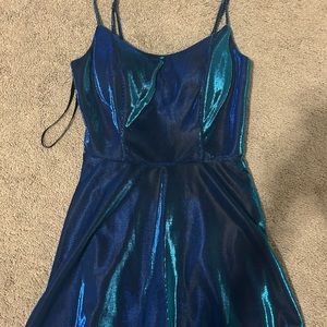 Blue mini dress perfect for a formal or a party!